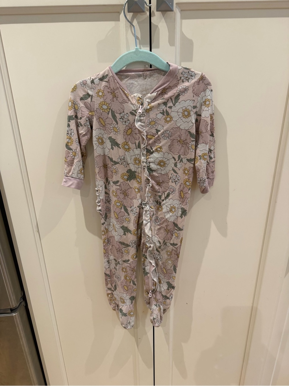 Mulberry 6-9m Kids Floral Ruffle One-Piece Romper - Pink